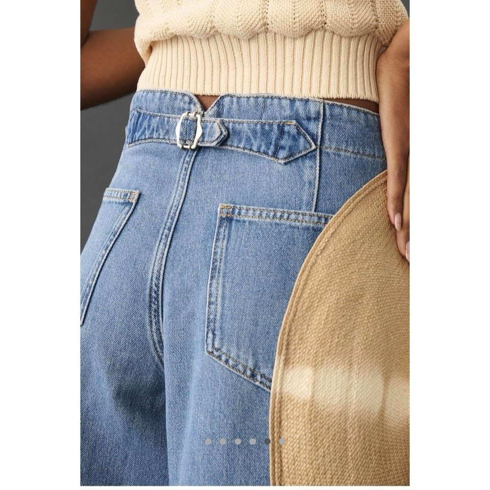 Pilcro Corset High-Rise Crop Culotte Jeans 29 Boho Lagenlook Beach Coastal - Picture 4 of 13